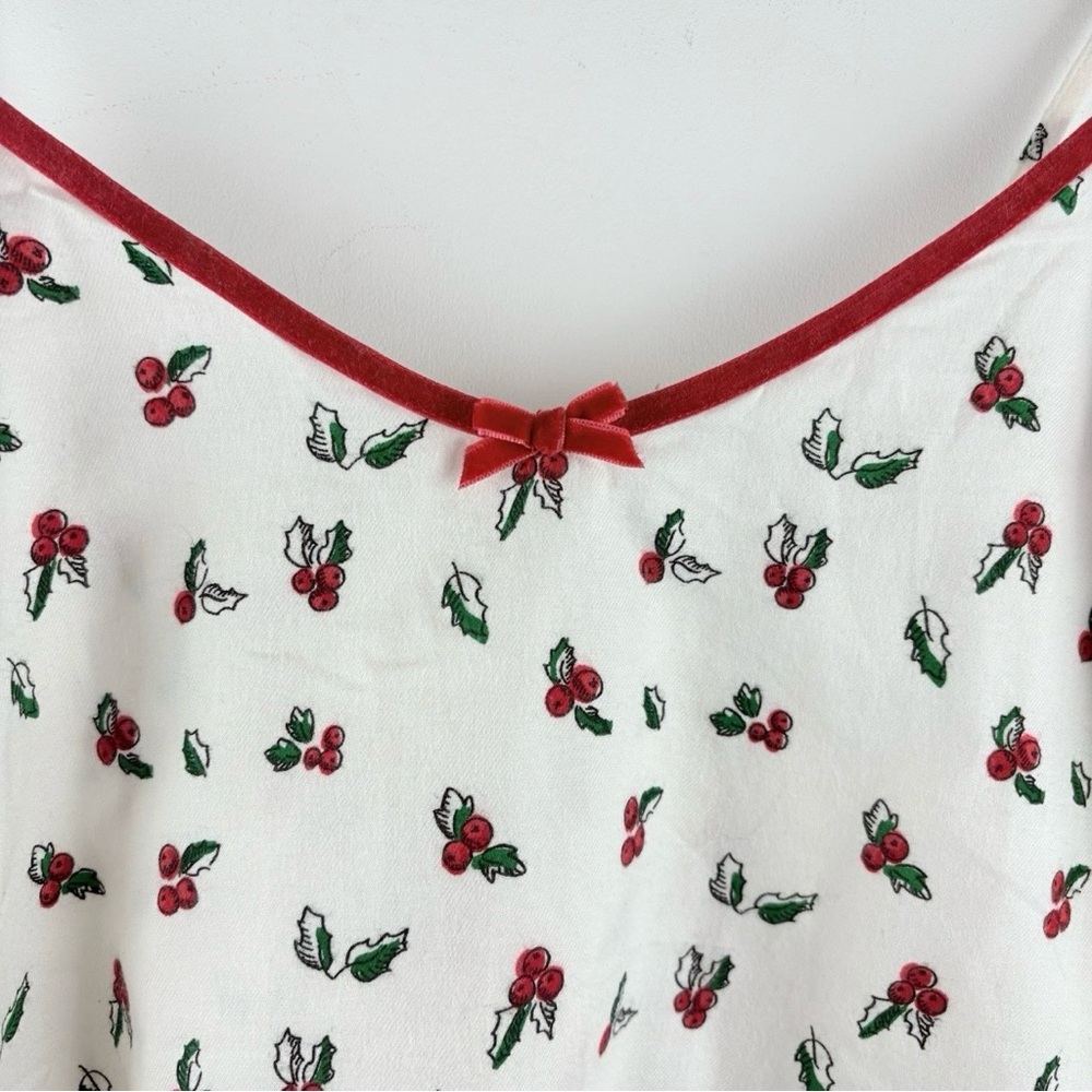 Women's Floral Print Velvet Red Bow White Tank Shirt Camisole Dainty Size Small - Picture 3 of 8